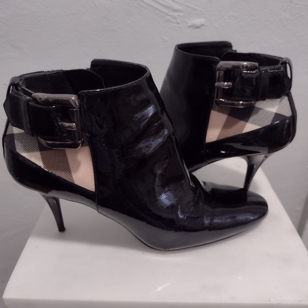 Black Patent Burberry Booties